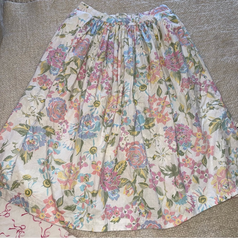 Handmade Cotton Pastel Floral Circle Skirt small